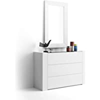 Mobili Fiver- Aparador con Tablero de Vidrio- Modelo Iacopo- Color Blanco Ceniza- 120 x 40 x 80 cm